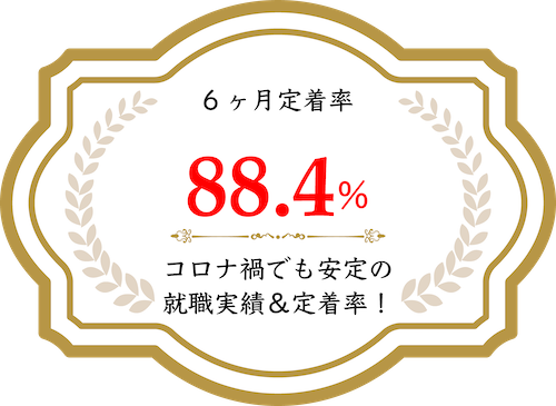 6ヶ月定着率 91.6% 全国トップレベルの就職実績&定着率!